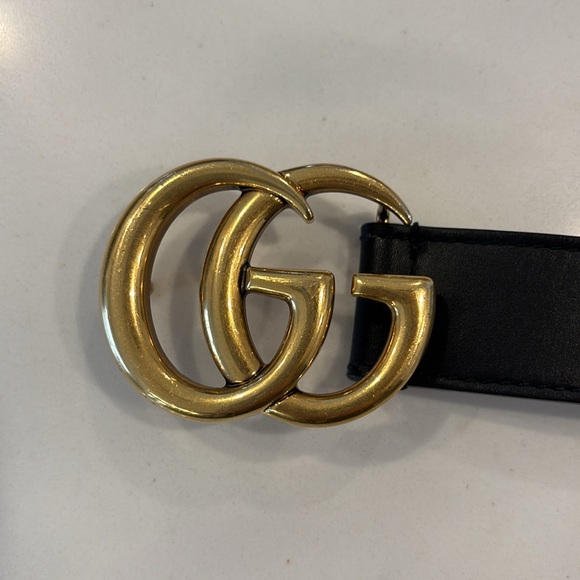 EUC AUTHENTIC GG MARMONT BLACK LEATHER BELT 80.32 WITH DUST BAG. no box - Picture 2 of 11